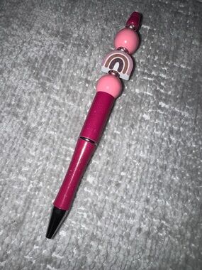Pink Decorative Beaded Ballpoint Pen Handmade - Stylish Home Office Accessory